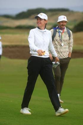 19th August 2024; Old Course at St Andrews, St Andrews, Fife, Scotland; AIG Womens Open Golf, Practice Day 1; Sarah Schmelzel of the USA on the fairway of the seventeenth hole of the Old Course, St Andrews Links during a practice round at the AIG Women& x2019;s Open  ActionPlus12683339 DavidxYoung