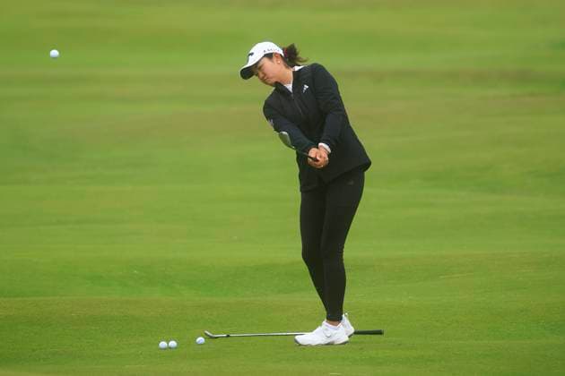 19th August 2024; Old Course at St Andrews, St Andrews, Fife, Scotland; AIG Womens Open Golf, Practice Day 1; Rose Zhang of the USA hits a shot from the fairway on the seventeenth hole of the Old Course, St Andrews Links during a practice round at the AIG Women& x2019;s Open  ActionPlus12683312 DavidxYoung