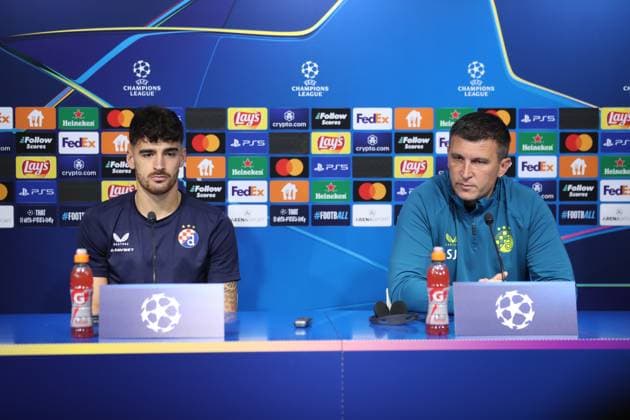 Dinamo Zagreb press conference, PK, Pressekonferenz - Champions League Play-off Sandro Kulenovic of Dinamo Zagreb and Dinamo Zagreb Head Coach Sergej Rakirovic during a press conference ahead UEFA Champions League Qualifying Play-Off First Leg match at Stadion Maksimir on August 19, 2024 in Zagreb, Croatia.  SlavkoxMidzor PIXSELL