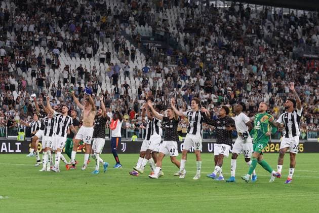 Players of Juventus Fc celebrate after winning, Serie A, Juventus v Como - Serie A, Allianz Stadium, August 19, 2024, Turin, Italy.