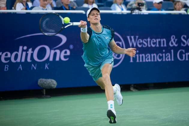 August 19, 2024, Mason, Oh, USA: 2024 Cincinnati Open Tennis, 2024 08 19 - Jannik Sinner celebrates beating opponent Francis Tiafoe in the men s finals, where he won 7-6 6-2. ZUMAPress Mason USA - ZUMAn24_ 20240819_zaf_n24_109 Copyright: xWallyxNellx