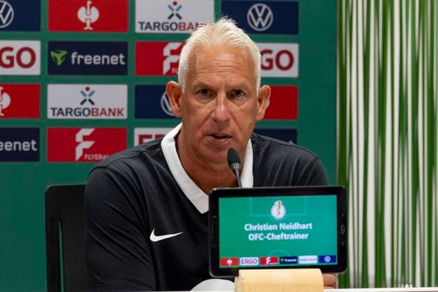 DFB Pokal Kickers Offenbach 1 FC Magdeburg, 19 08 2024 Christian Neidhart Coach Kickers Offenbach , Kickers Offenbach 1 FC Magdeburg, Offenbach, Stadion am Bieberer Berg, 19 8 2024 Copyright: xBEAUTIFULxSPORTS Gawlikx