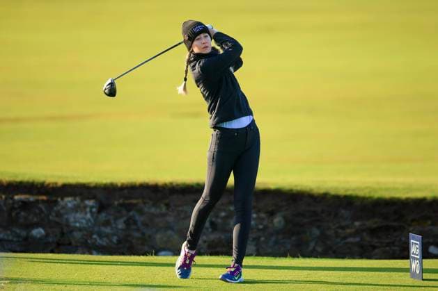 20th August 2024; Old Course at St Andrews, St Andrews, Fife, Scotland; AIG Womens Open Golf, Practice Day 2; Nelly Korda of the USA tees off on the second hole of the Old Course, St Andrews Links during a practice round at the AIG Women& x2019;s Open  ActionPlus12683372 DavidxYoung