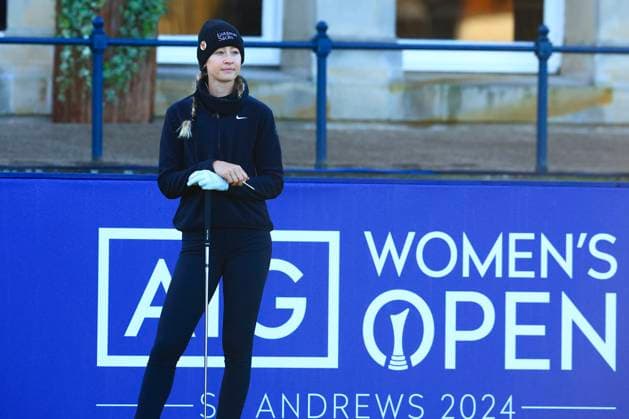 20th August 2024; Old Course at St Andrews, St Andrews, Fife, Scotland; AIG Womens Open Golf, Practice Day 2; Nelly Korda of the USA on the first tee of the Old Course, St Andrews Links during a practice round at the AIG Women& x2019;s Open  ActionPlus12683352 DavidxYoung