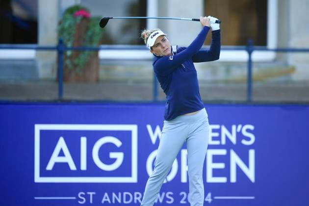 20th August 2024; Old Course at St Andrews, St Andrews, Fife, Scotland; AIG Womens Open Golf, Practice Day 2; Lexi Thompson of the USA tees off on the first hole of the Old Course, St Andrews Links during a practice round at the AIG Women& x2019;s Open  ActionPlus12683375 DavidxYoung