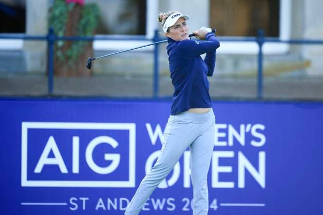 20th August 2024; Old Course at St Andrews, St Andrews, Fife, Scotland; AIG Womens Open Golf, Practice Day 2; Lexi Thompson of the USA tees off on the first hole of the Old Course, St Andrews Links during a practice round at the AIG Women& x2019;s Open  ActionPlus12683376 DavidxYoung
