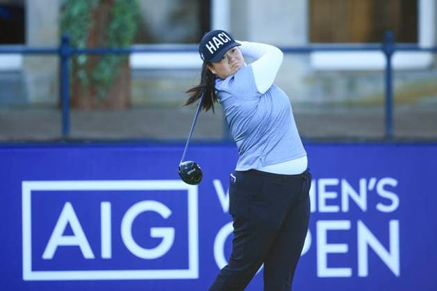 20th August 2024; Old Course at St Andrews, St Andrews, Fife, Scotland; AIG Womens Open Golf, Practice Day 2; Angel Yin of the USA tees off on the first hole of the Old Course, St Andrews Links during a practice round at the AIG Women& x2019;s Open  ActionPlus12683380 DavidxYoung