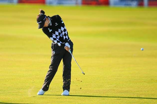 20th August 2024; Old Course at St Andrews, St Andrews, Fife, Scotland; AIG Womens Open Golf, Practice Day 2; Lydia Ko of New Zealand hits a shot from the fairway on the first hole of the Old Course, St Andrews Links during a practice round at the AIG Women& x2019;s Open  ActionPlus12683391 DavidxYoung