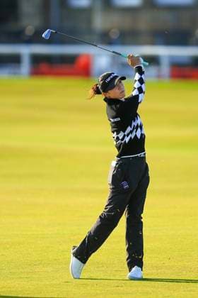 20th August 2024; Old Course at St Andrews, St Andrews, Fife, Scotland; AIG Womens Open Golf, Practice Day 2; Lydia Ko of New Zealand hits a shot from the fairway on the first hole of the Old Course, St Andrews Links during a practice round at the AIG Women& x2019;s Open  ActionPlus12683392 DavidxYoung