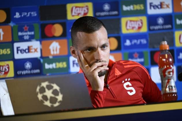 MALMÖ, SWEDEN 20240820 Sparta Pragues player Lukas Haraslin during the press conference before the Champions League qualifier against Malmö FF MALMÖ SWEDEN x50090x  Copyright: xJohanxNilsson TTx PRESSTRÄFF SPARTA PRAG INFÖR CHAMPIONS LEAGUE-KVAL