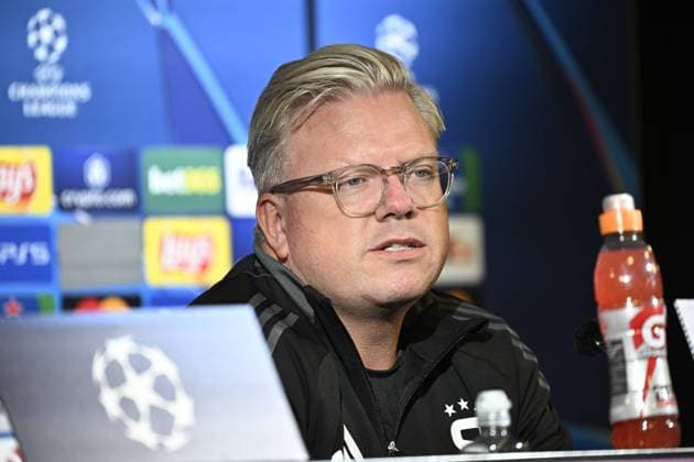 MALMÖ, SWEDEN 20240820 Sparta Pragues head coach Lars Friis during a press conference ahead of the Champions League qualifier against Malmö FF MALMÖ SWEDEN x50090x  Copyright: xJohanxNilsson TTx PRESSTRÄFF SPARTA PRAG INFÖR CHAMPIONS LEAGUE-KVAL