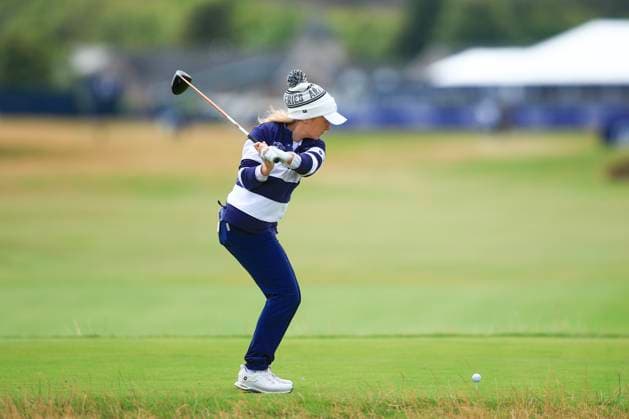 20th August 2024; Old Course at St Andrews, St Andrews, Fife, Scotland; AIG Womens Open Golf, Practice Day 2; Bronte Law of England tees off on the sixteenth hole of the Old Course, St Andrews Links during a practice round at the AIG Women& x2019;s Open  ActionPlus12683406 DavidxYoung