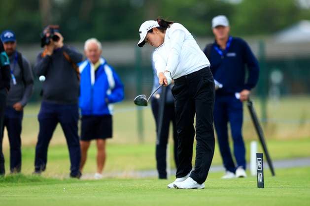 20th August 2024; Old Course at St Andrews, St Andrews, Fife, Scotland; AIG Womens Open Golf, Practice Day 2; Rose Zhang of the USA tees off on the seventeenth hole of the Old Course, St Andrews Links during a practice round at the AIG Women& x2019;s Open  ActionPlus12683432 DavidxYoung