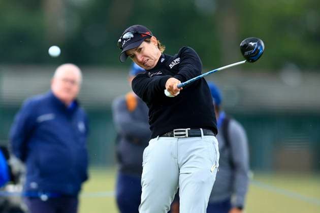 20th August 2024; Old Course at St Andrews, St Andrews, Fife, Scotland; AIG Womens Open Golf, Practice Day 2; Karrie Webb of Australia tees off on the seventeenth hole of the Old Course, St Andrews Links during a practice round at the AIG Women& x2019;s Open  ActionPlus12683428 DavidxYoung