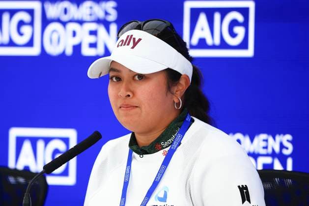 20th August 2024; Old Course at St Andrews, St Andrews, Fife, Scotland; AIG Womens Open Golf, Practice Day 2; Defending champion Lilia Vu of the USA speaks to the media after her practice round on the Old Course, St Andrews Links at the AIG Women& x2019;s Open  ActionPlus12683448 DavidxYoung