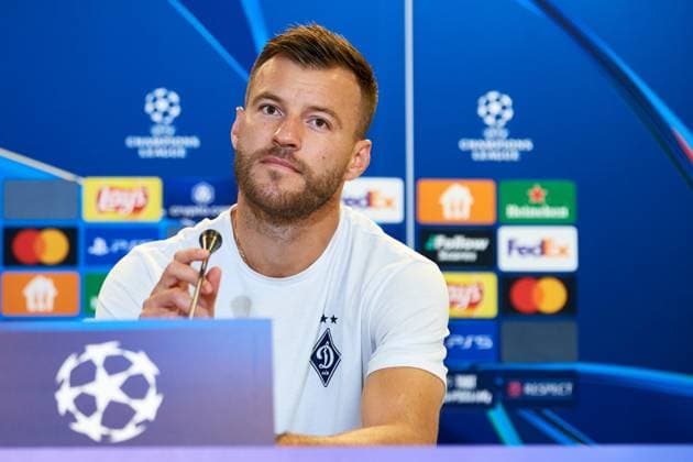 SOCCER - UEFA CL, Kyiv vs RBS LUBLIN,POLAND,20.AUG.24 - SOCCER - UEFA Champions League, qualification, FC Dynamo Kyiv vs Red Bull Salzburg, preview, press conference, PK, Pressekonferenz Kyiv. Image shows Andriy Yarmolenko (Kyiv).  GEPAxpictures xAdamxNurkiewicz