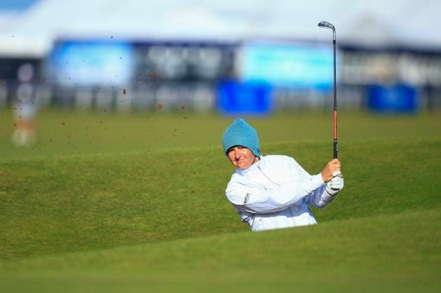 20th August 2024; Old Course at St Andrews, St Andrews, Fife, Scotland; AIG Womens Open Golf, Practice Day 2; Anna Nordqvist of Sweden hits a shot from the Road Hole bunker on the seventeenth hole of the Old Course, St Andrews Links during a practice round at the AIG Women& x2019;s Open  ActionPlus12683451 DavidxYoung