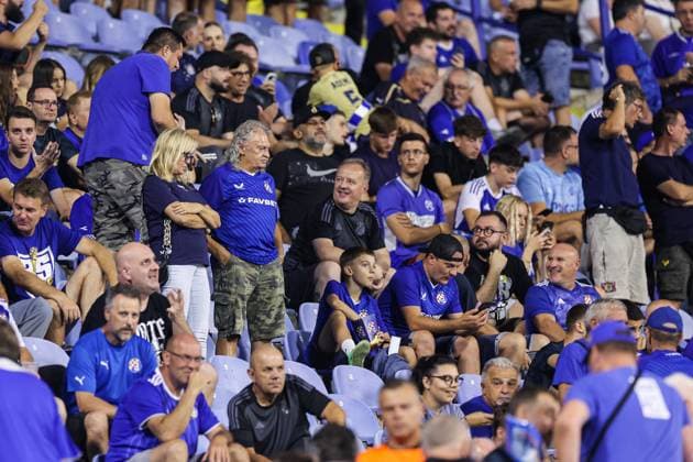 GNK Dinamo Zagreb v Qarabag - UEFA Champions Qualifying Play-Off: First Leg ZAGREB, CROATIA - AUGUST 20: Dinamo suppoertes cheer on the stands during the UEFA Champions Qualifying Play-Off First Leg match between GNK Dinamo Zagreb and Qarabag at Stadion Maksimir on August 20, 2024 in Zagreb, Croatia.  JosipxRegovic PIXSELL