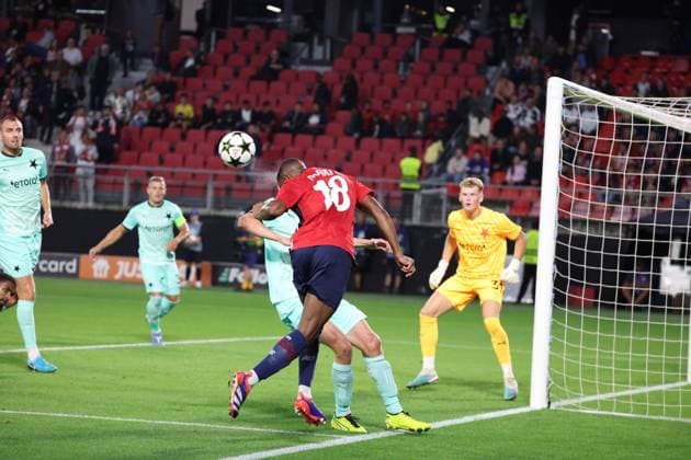 Bafodé DIAKITE (LOSC Lille) lors du match LOSC Lille vs Slavia Prague, Barrages Ligue des Champions, stade du Hainaut Valenciennes, le 20 août 2024 - photo Laurent Sanson Panoramic FOOTBALL : LOSC Lille vs Slavia Prague - Play-offs Barrages Ligue des Champions 20 08 2024 LaurentSanson Panoramic 
