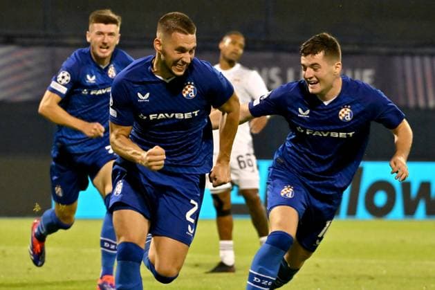 Zagreb, Croatioa, 20th August 2024: Marko Pjaca of Dinamo Zagreb (L) celebrate score during the UEFA Champions League Play-offs 1st leg qualifying round football match between Dinamo Zagreb (Croatia) and Qarabag (Azerbaijan) at Stadium Maksimir, Zagreb, Croatia. (Igor Kupljenik SPP) Copyright: xIgorxKupljenikx xSPPx spp-en-IgKuSp-IK0_3339