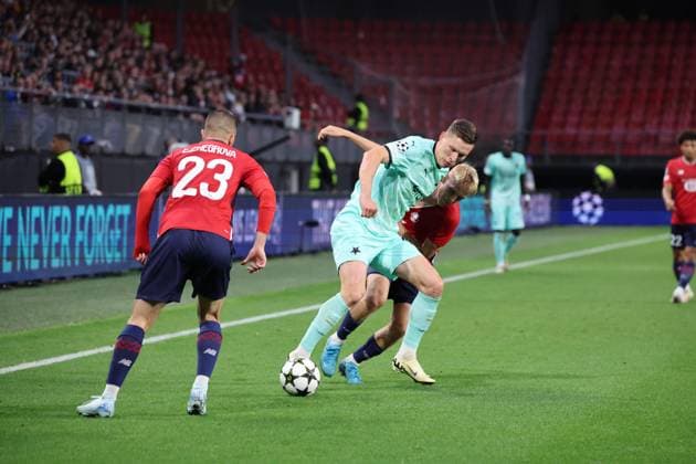 Lukas PROVOD (Slavia Prague) lors du match LOSC Lille vs Slavia Prague, Barrages Ligue des Champions, stade du Hainaut Valenciennes, le 20 août 2024 - photo Laurent Sanson Panoramic FOOTBALL : LOSC Lille vs Slavia Prague - Play-offs Barrages Ligue des Champions 20 08 2024 LaurentSanson Panoramic 