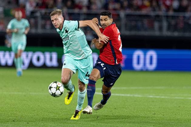 VALENCIENNES - LOSC - LILLE - SLAVIA PRAGUE - LIGUE DES CHAMPIONS PHOTOPQR VOIX DU NORD PASCAL BONNIERE ; 20 08 2024 ; VALENCIENNES 20.08.2024 - football - barrage aller de la ligue des champions entre le LOSC ( LILLE ) et le Slavia Prague au stade du Hainaut, Benjamin Andre . PHOTO PASCAL BONNIERE LA VOIX DU NORD Aug 20th 2024. football - first leg play-off of the Champions League between LOSC (LILLE) and Slavia Prague France  Copyright: xPHOTOPQR VOIXxDUxNORD MAXPPPxPASCALxBONNIEREx 20240820VDN6407 20240820VDN6407