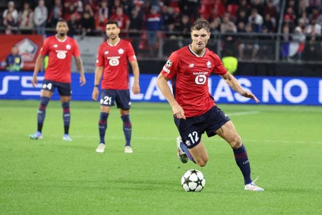 Thomas MEUNIER (LOSC Lille) lors du match LOSC Lille vs Slavia Prague, Barrages Ligue des Champions, stade du Hainaut Valenciennes, le 20 août 2024 - photo Laurent Sanson Panoramic FOOTBALL : LOSC Lille vs Slavia Prague - Play-offs Barrages Ligue des Champions 20 08 2024 LaurentSanson Panoramic 