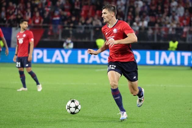 Thomas MEUNIER (LOSC Lille) lors du match LOSC Lille vs Slavia Prague, Barrages Ligue des Champions, stade du Hainaut Valenciennes, le 20 août 2024 - photo Laurent Sanson Panoramic FOOTBALL : LOSC Lille vs Slavia Prague - Play-offs Barrages Ligue des Champions 20 08 2024 LaurentSanson Panoramic 