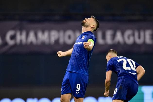 GNK Dinamo Zagreb v Qarabag - UEFA Champions Qualifying Play-Off: First Leg ZAGREB, CROATIA - AUGUST 20: Bruno Petkovic of Dinamo Zagreb reacts during the UEFA Champions Qualifying Play-Off First Leg match between GNK Dinamo Zagreb and Qarabag at Stadion Maksimir on August 20, 2024 in Zagreb, Croatia.  JosipxRegovic PIXSELL