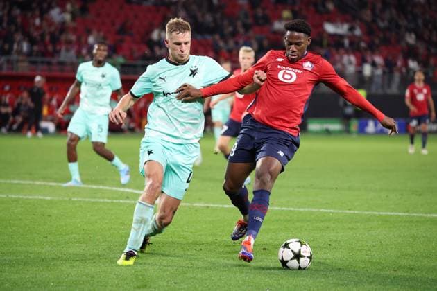Jonathan DAVID (LOSC Lille) lors du match LOSC Lille vs Slavia Prague, Barrages Ligue des Champions, stade du Hainaut Valenciennes, le 20 août 2024 - photo Laurent Sanson Panoramic FOOTBALL : LOSC Lille vs Slavia Prague - Play-offs Barrages Ligue des Champions 20 08 2024 LaurentSanson Panoramic 