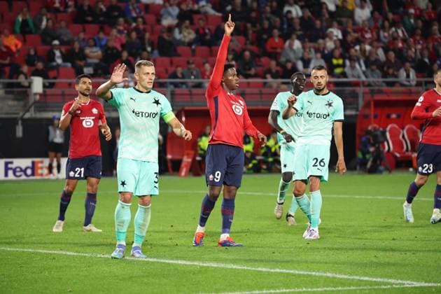 Jonathan DAVID (LOSC Lille) lors du match LOSC Lille vs Slavia Prague, Barrages Ligue des Champions, stade du Hainaut Valenciennes, le 20 août 2024 - photo Laurent Sanson Panoramic FOOTBALL : LOSC Lille vs Slavia Prague - Play-offs Barrages Ligue des Champions 20 08 2024 LaurentSanson Panoramic 
