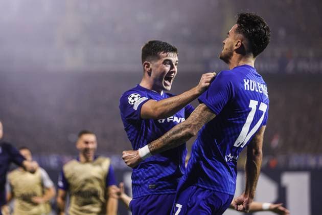 GNK Dinamo Zagreb v Qarabag - UEFA Champions Qualifying Play-Off: First Leg ZAGREB, CROATIA - AUGUST 20: Sandro Kulenovic of Dinamo Zagreb celebrate after scoring during the UEFA Champions Qualifying Play-Off First Leg match between GNK Dinamo Zagreb and Qarabag at Stadion Maksimir on August 20, 2024 in Zagreb, Croatia.  LukaxStanzl PIXSELL