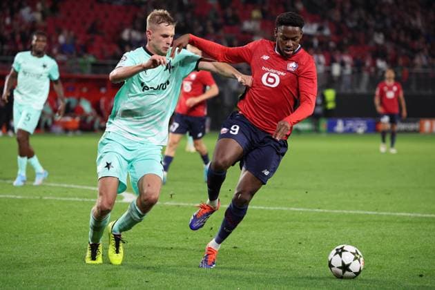 Jonathan DAVID (LOSC Lille) lors du match LOSC Lille vs Slavia Prague, Barrages Ligue des Champions, stade du Hainaut Valenciennes, le 20 août 2024 - photo Laurent Sanson Panoramic FOOTBALL : LOSC Lille vs Slavia Prague - Play-offs Barrages Ligue des Champions 20 08 2024 LaurentSanson Panoramic 