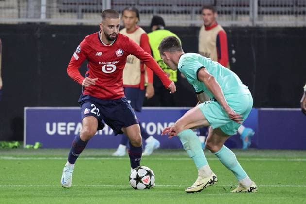 Edon ZHEGROVA (LOSC Lille) lors du match LOSC Lille vs Slavia Prague, Barrages Ligue des Champions, stade du Hainaut Valenciennes, le 20 août 2024 - photo Laurent Sanson Panoramic FOOTBALL : LOSC Lille vs Slavia Prague - Play-offs Barrages Ligue des Champions 20 08 2024 LaurentSanson Panoramic 