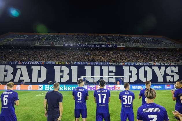 GNK Dinamo Zagreb v Qarabag - UEFA Champions Qualifying Play-Off: First Leg ZAGREB, CROATIA - AUGUST 20: Dinamo Zagreb Players Acknowledge fans after the UEFA Champions Qualifying Play-Off First Leg match between GNK Dinamo Zagreb and Qarabag at Stadion Maksimir on August 20, 2024 in Zagreb, Croatia.  LukaxStanzl PIXSELL