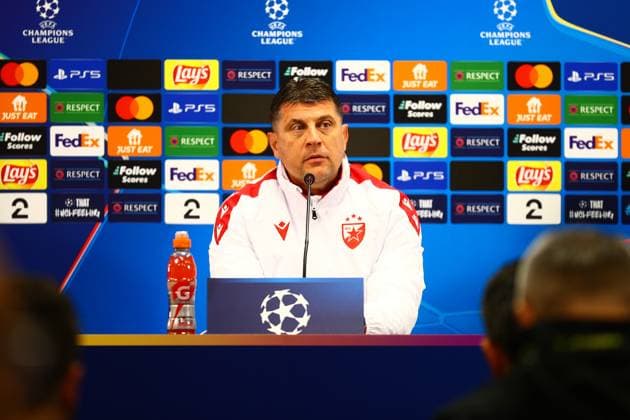 UEFA Champions leauge play off 2024 2025 Bodo Glimt Rode Stjerne Bodo 20240820 Rode Stjernes coach Vladan Milojevi? after the UEFA Champions leauge play off in football between Bodo Glimt and Rode Stjerne at Aspmyra stadium The match ended 2 1 Photo Mats Torbergsen NTB Bodo Norge EDITORIAL USE ONLY RESTRICTED USE FOR BETTING COMPANIES  Copyright: xMatsxTorbergsenx xNTBx