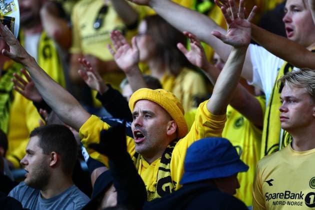 UEFA Champions leauge play off 2024 2025 Bodo Glimt Rode Stjerne Bodo 20240820 Supporters during the UEFA Champions leauge play off in football between Bodo Glimt and Rode Stjerne at Aspmyra stadium The match ended 2 1 Photo Mats Torbergsen NTB Bodo Norge EDITORIAL USE ONLY RESTRICTED USE FOR BETTING COMPANIES  Copyright: xMatsxTorbergsenx xNTBx