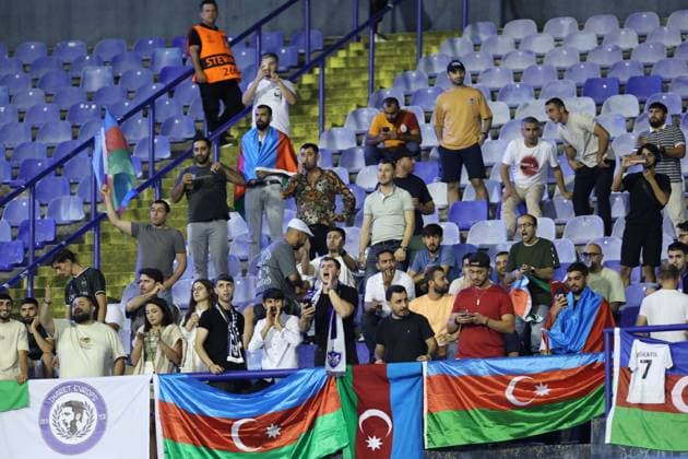 Zagreb, 20.08.2024. - Stadion Maksimir, UEFA CHAMPIONS LEAGUE - 2024 25 Play-offs 1st leg - GNK Dinamo (blue) - QarabaÄü FK (white) 3:0 QarabaÄü funs 
