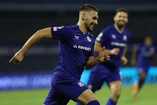 Zagreb, 20.08.2024. - Stadion Maksimir, UEFA CHAMPIONS LEAGUE - 2024 25 Play-offs 1st leg - GNK Dinamo (blue) - QarabaÄü FK (white) 3:0 Marko Pjaca (20) 