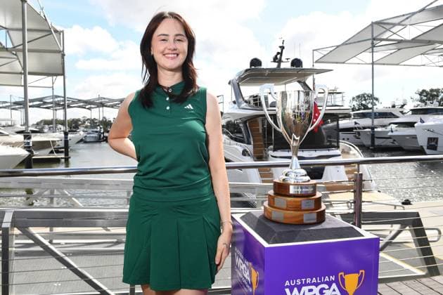 AUSTRALIAN WPGA ANNOUNCEMENT, Golfer Karis Davidson poses for a photo during a WPGA Tour of Australasia announcement at Sanctuary Cove, Gold Coast, Wednesday, August 21, 2024. ( NO ARCHIVING, EDITORIAL USE ONLY, NO USE IN BOOKS WITHOUT CONSENT GOLD COAST QLD AUSTRALIA  Copyright: xJONOxSEARLEx 20240821165685502531