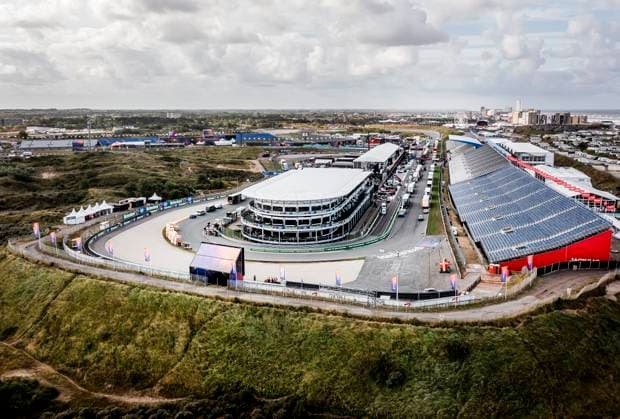 ZANDVOORT - A drone photo of the circuit in the run-up to the Dutch Grand Prix. The Formula 1 circus is once again descending on the Dutch seaside resort. ANP REMKO DE WAAL xVIxANPxSportx xxANPxIVx 506434921 originalFilename: 506434921.jpg