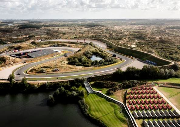 ZANDVOORT - A drone photo of a temporary campsite in the run-up to the Dutch Grand Prix. The Formula 1 circus is settling in the Dutch seaside resort again. ANP REMKO DE WAAL xVIxANPxSportx xxANPxIVx 506434924 originalFilename: 506434924.jpg