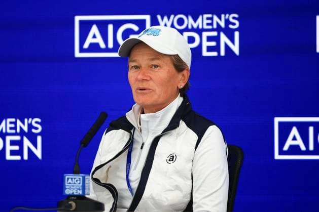 21st August 2024; Old Course at St Andrews, St Andrews, Fife, Scotland; AIG Womens Open Golf, Practice Day 3; Catriona Matthew of Scotland talks to the media  ActionPlus12683582 DavidxYoung