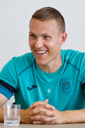 Dinamo Minsk v RSC Anderlecht - UEFA Europa League - media activities MEZOKOVESD, HUNGARY - AUGUST 21 : Augustinsson Ludwig defender of RSC Anderlecht pictured during a press conference, PK, Pressekonferenz prior to the UEFA Europa League Play-offs1st leg match between Dinamo Minsk and RSC Anderlecht on August 21, 2024 in Mezokovesd, Hungary, 21 08 2024 Mezokovesd Hungary  Copyright: xJanxDexMeuleneirx