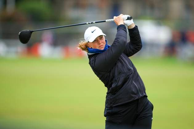 21st August 2024; Old Course at St Andrews, St Andrews, Fife, Scotland; AIG Womens Open Golf, Practice Day 3; Maja Stark of Sweden tees off on the second hole of the Old Course, St Andrews Links during a practice round at the AIG Women& x2019;s Open  ActionPlus12683717 DavidxYoung