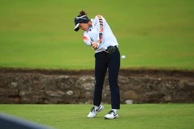 21st August 2024; Old Course at St Andrews, St Andrews, Fife, Scotland; AIG Womens Open Golf, Practice Day 3; Atthaya Thitikul of Thailand tees off on the second hole of the Old Course, St Andrews Links during a practice round at the AIG Women& x2019;s Open  ActionPlus12683692 DavidxYoung