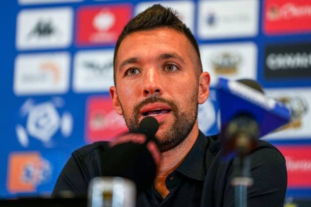 BIALYSTOK, 21-08-2024, Bialystok City Stadium, football, UEFA Europa League Play Offs, season 2024 2025, During press conference, PK, Pressekonferenz of Ajax. Ajax trainer coach Francesco Farioli Press conference Ajax in Bialystok  x26082395x Copyright: