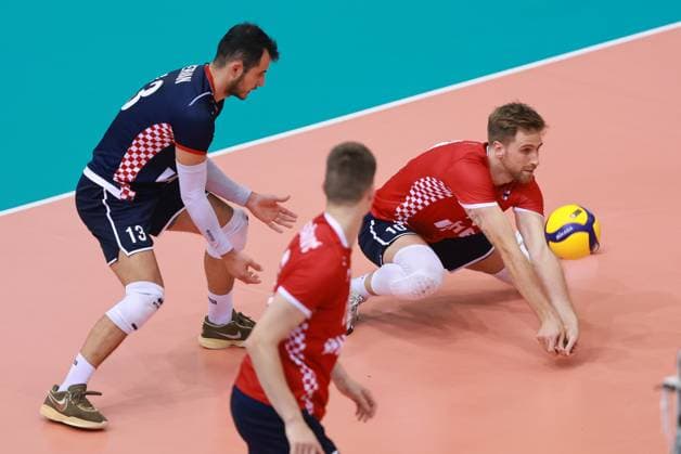 CEV EuroVolley 2026 Qualification CRO vs ISR Filip Sestan of Croatia Handles the ball during CEV EuroVolley 2026 Qualification Phase Pood D match between Croatia and Israel at Gradski Vrt Sports Hall in Osijek, Croatia on August 21, 2024.  DavorxJavorovic PIXSELL