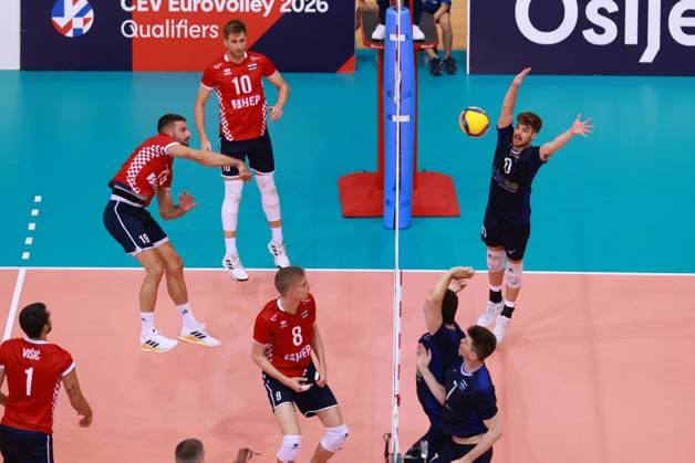 CEV EuroVolley 2026 Qualification CRO vs ISR Ivan Zeljkovic hits a ball during CEV EuroVolley 2026 Qualification Phase Pood D match between Croatia and Israel at Gradski Vrt Sports Hall in Osijek, Croatia on August 21, 2024.  DavorxJavorovic PIXSELL