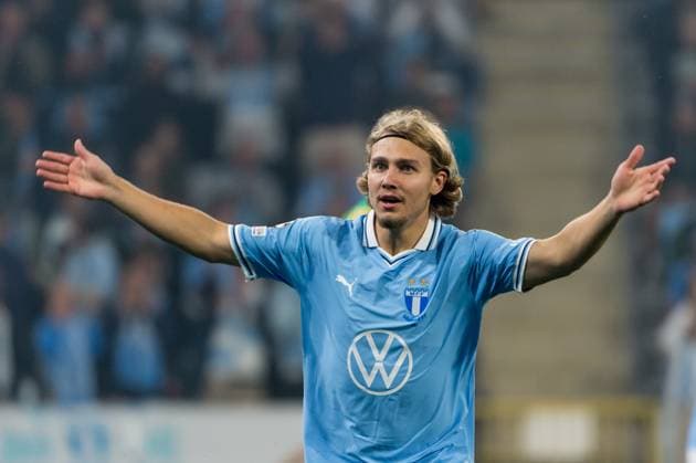 240821 Sebastian Nanasi of Malmö FF celebrating during the UEFA Champions League football match between Malmö FF and Sparta Prague on August 21, 2024 in Malmö Photo Christian Örnberg BILDBYRAN COP 166 CO0456 fotboll football soccer fotball champions league malmö ff sparta prag bbeng play off bbauto jubel  Copyright: CHRISTIANxÖRNBERG BB240821CO037